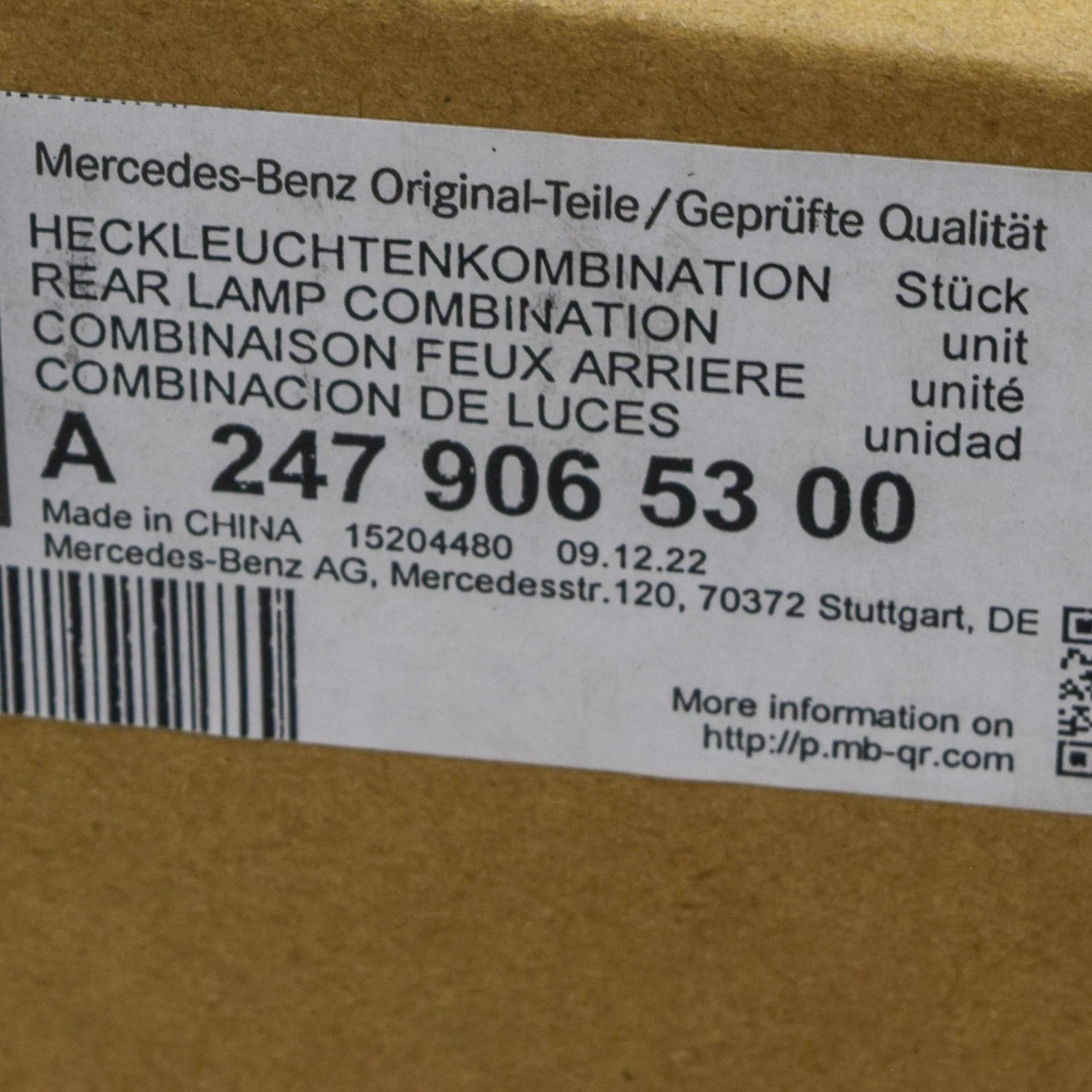 NEW MERCEDES-BENZ GLB X247 REAR LEFT SIDE INNER TAILLIGHT A2479065300 ORIGINAL