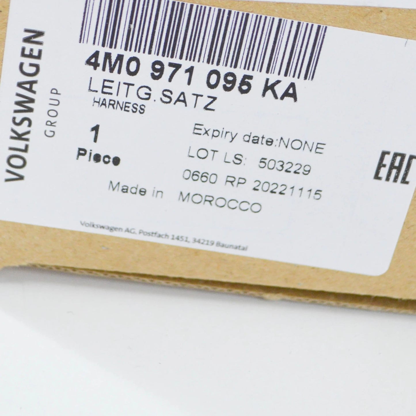 NEW AUDI Q7 4M FRONT PARKING AID WIRING HARNESS 4M0971095KA ORIGINAL