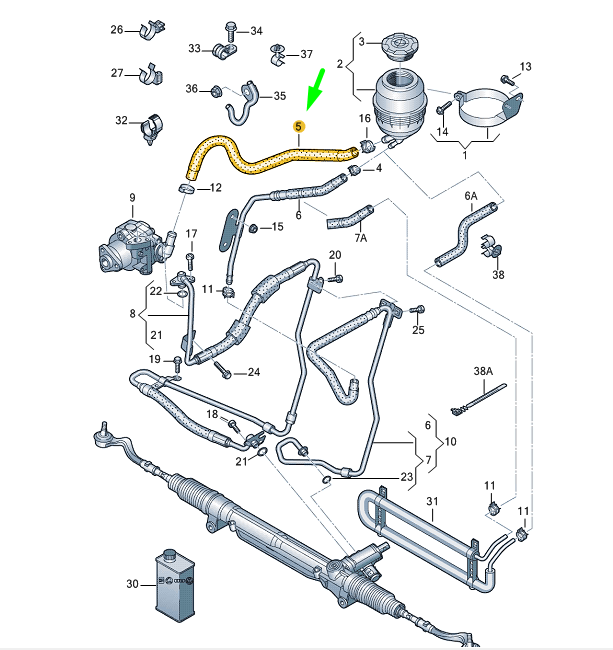 NEW AUDI A4 B8 POWER STEERING INTAKE HOSE 8K0422887AL ORIGINAL