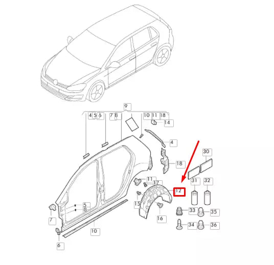 NEW VOLKSWAGEN GOLF MK7 REAR LEFT WHEEL HOUSING LINER 5G0810971D ORIGINAL
