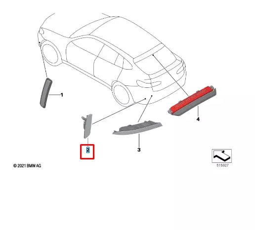 NEW BMW X4 G02 M F98 REAR LEFT FOG LIGHT REFLECTOR 63148083837 ORIGINAL