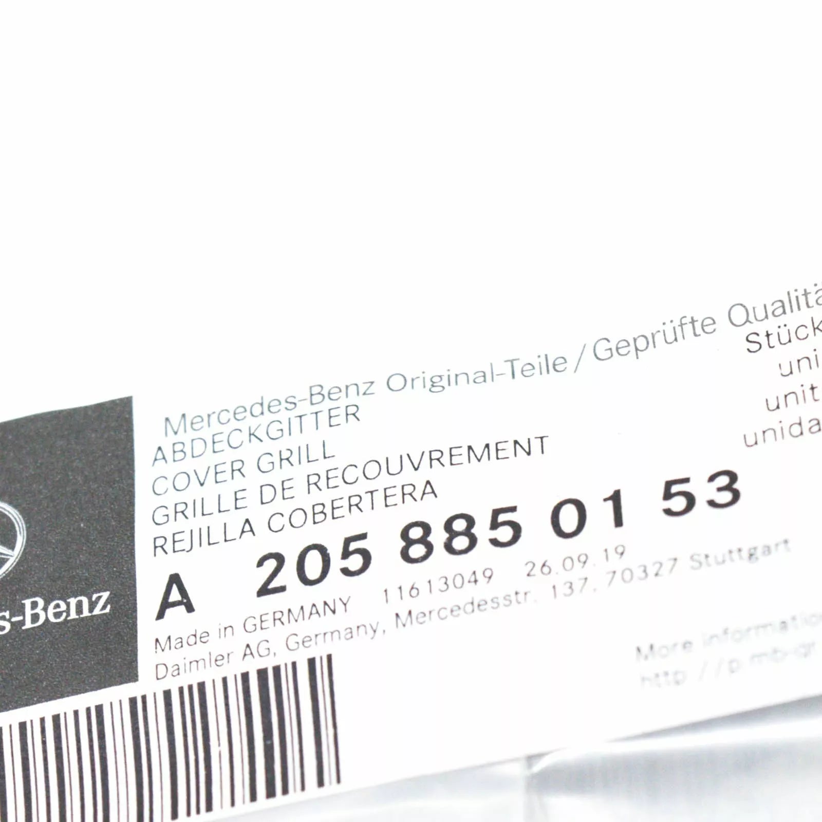 NEW MERCEDES-BENZ C W205 REAR BUMPER RIGHT COVER GRILLE A2058850153 ORIGINAL