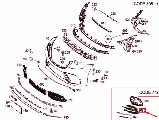 NEW MERCEDES-BENZ S W222 FRONT BUMPER RIGHT GRILLE A2228857300