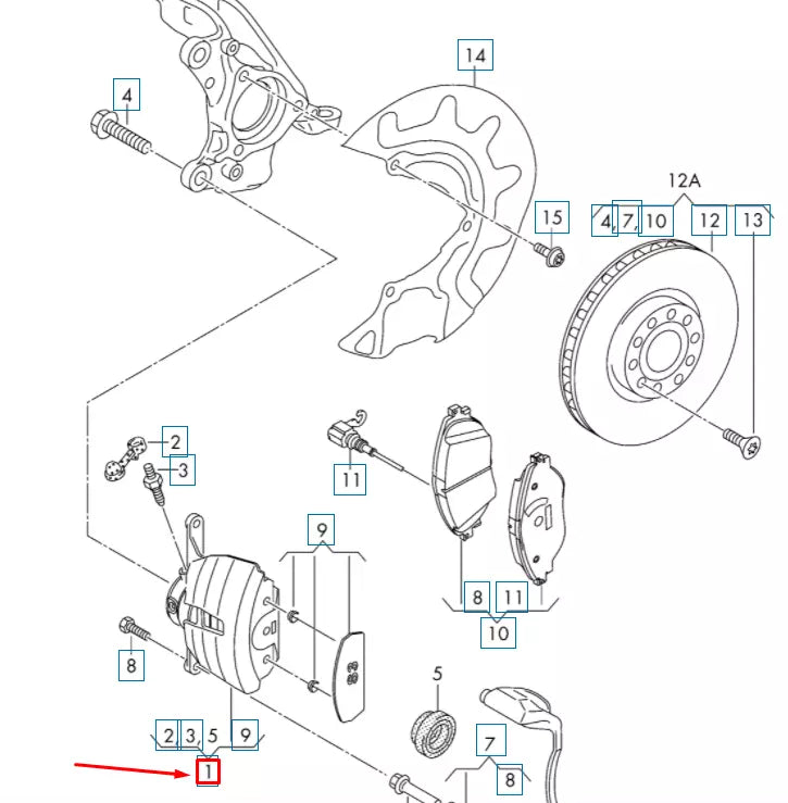 NEW AUDI A3 S3 8V FRONT RIGHT S BRAKE CALIPER 8V0615124E ORIGINAL