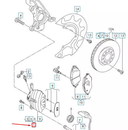 NEW AUDI A3 S3 8V FRONT RIGHT S BRAKE CALIPER 8V0615124E ORIGINAL