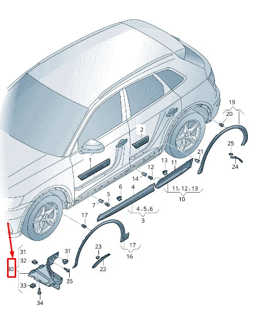 NEW AUDI Q5 FY REAR LEFT WHEEL SPOILER 80A853887K