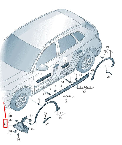 NEW AUDI Q5 FY REAR LEFT WHEEL SPOILER 80A853887K
