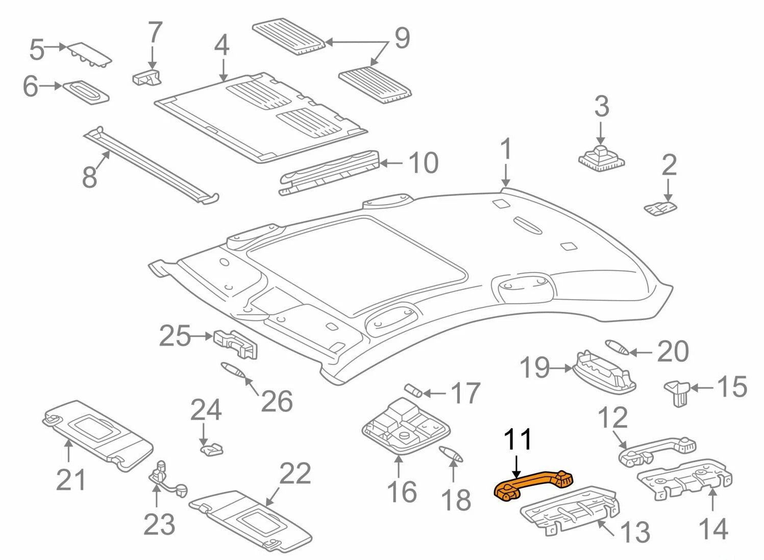 NEW MB C-CLASS W203 FRONT LEFT ROOF GRAB HANDLE A20381004511A26 ORIGINAL