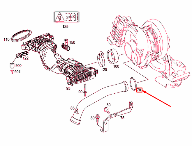 NEW MERCEDES-BENZ GL X166 AIR INTAKE TUBE O-RING A0149976445 ORIGINAL