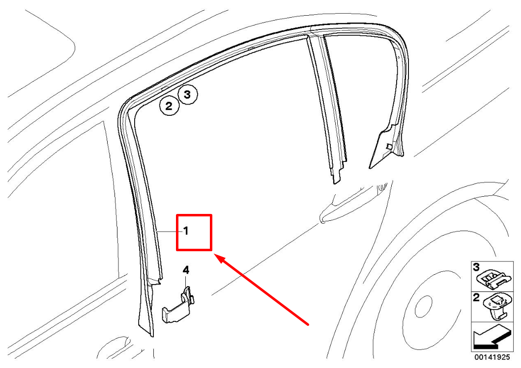 new bmw 3 e90 rear left door window frame cover 7060221 51347060221 original