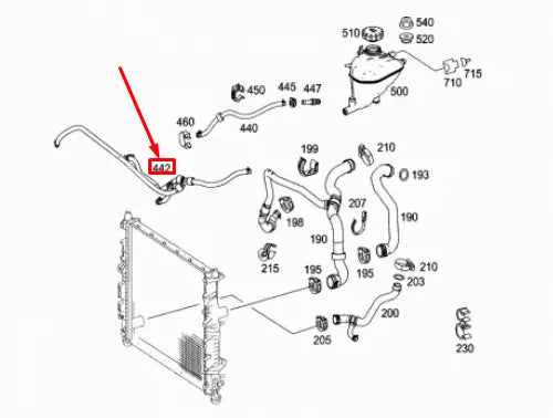 NEW MB ML W164 RADIATOR TO ENGINE VENTILATION LINE A1645001275 ORIGINAL