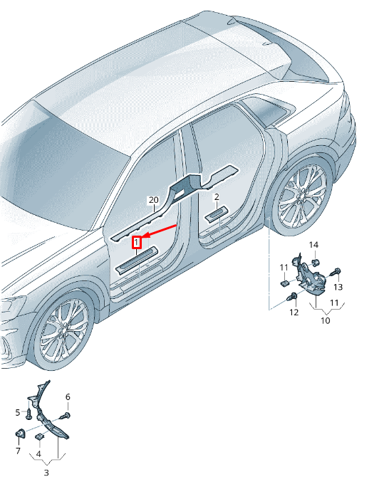 NEW AUDI Q7 4M FRONT RIGHT DOOR TRIM SILL PLATE INSERT 4M0853374A9B9 ORIGINAL