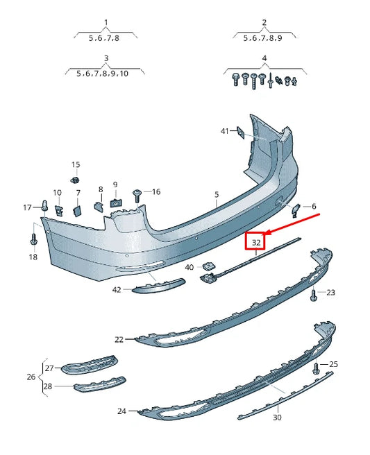 NEW AUDI A6 4A C8 REAR BUMPER SECURING STRIP 4K0807900