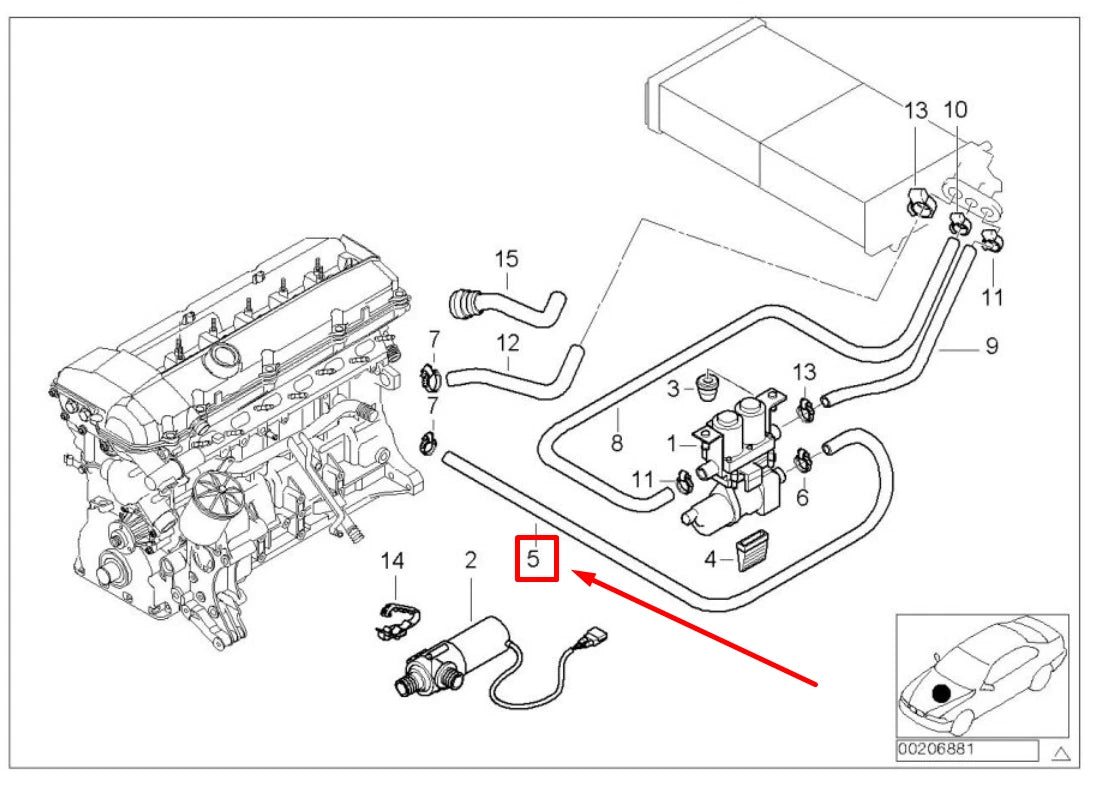 NEW BMW 5 E39 ENGINE INLET TO WATER VALVE 8384365 64128384365 ORIGINAL