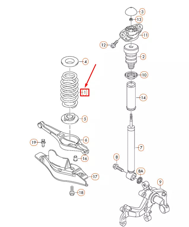 NEW VOLKSWAGEN CC REAR COIL SPRING 3C0511115BA ORIGINAL