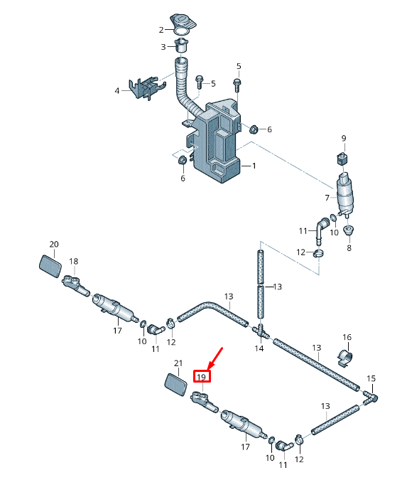new vw sharan 7n front left headlight washer spray jet 7n0955103 original