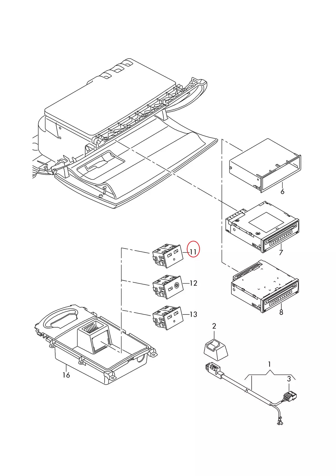 NEW AUDI A3 8V EXTERNAL AUDIO SOURCES CONNECTION 81A035726 ORIGINAL