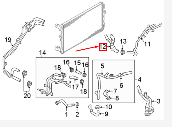 NEW AUDI A3 8V ENGINE COOLANT HOSE 04L122073D ORIGINAL