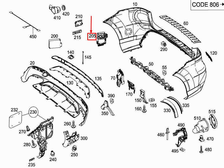 new mercedes-benz ml w166 rear right bumper sensor bracket a1668855614 original