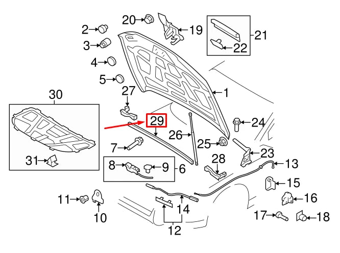 NEW AUDI A4 AVANT B8 CENTER HOOD SEAL 8T0823723B ORIGINAL