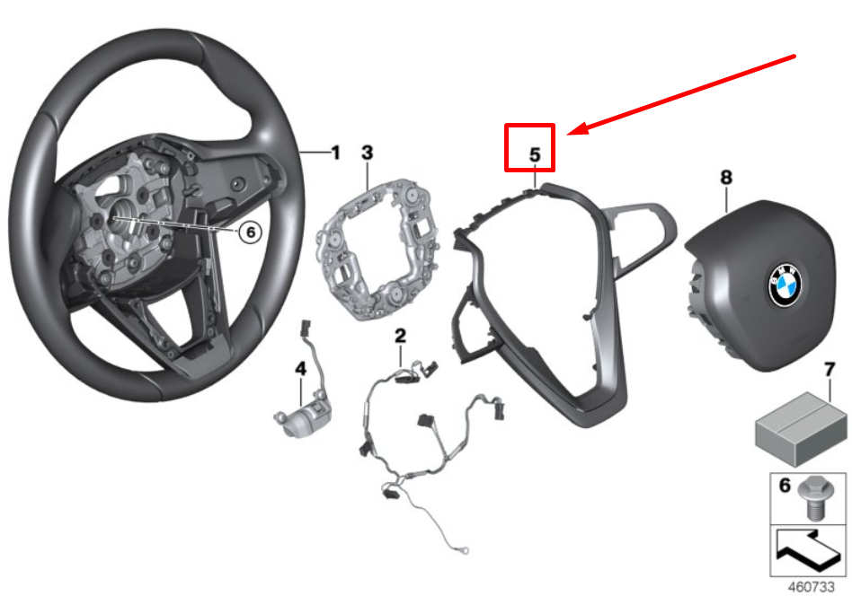 new bmw 7 g11, g12 steering wheel decorative trim 32306847543 6847543 original