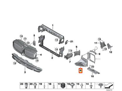 NEW BMW 5 G30 RADIATOR AIR DUCT RIGHT M 51748059680 ORIGINAL