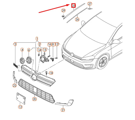 NEW VOLKSWAGEN GOLF MK7 FRONT WINDSHIELD RIGHT TRIM 5G0854328B5AP ORIGINAL