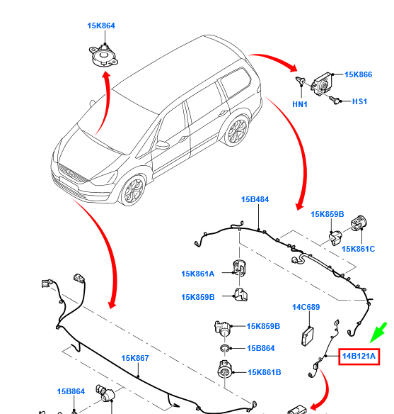 new ford galaxy mk2 rear left jumper wiring harness 1707003 original