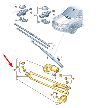 NEW VW TIGUAN AD MK2 FRONT WINDSHIELD WIPER MOUNTING LHD 5NB955023B ORIGINAL