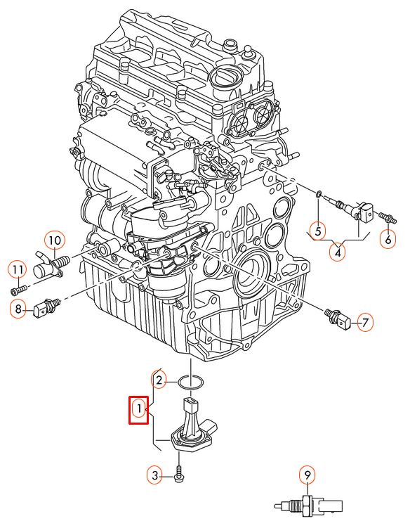 new audi a3 8v oil sump level meter sensor 06e907660c 2015 2.0 diesel original