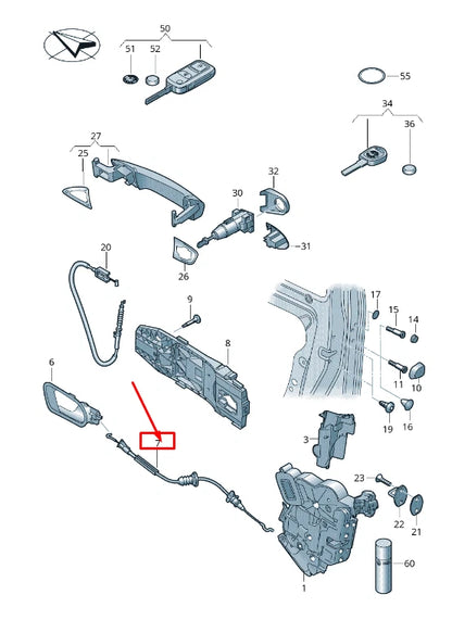NEW VW UP 12 FRONT DOOR LOCK BOWDEN CABLE 1S3837085G ORIGINAL