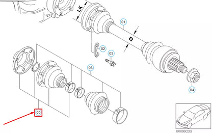 NEW BMW M5 E60 REAR AXLE INNER CV JOINT BOOT REPAIR KIT 33107840906 ORIGINAL
