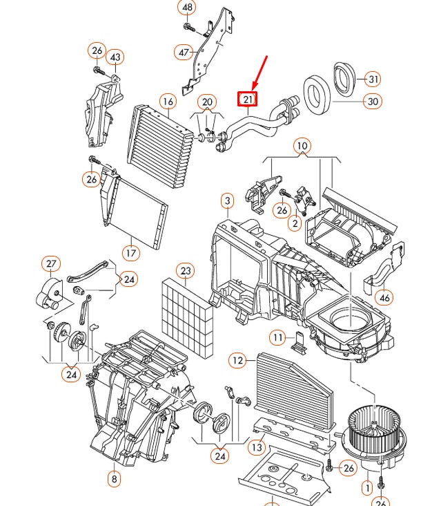 NEW AUDI A3 8P HEATER CORE PIPE LHD 1K1819857C
