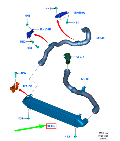 new ford mondeo mk4 intercooler assy 1749983 6g91-9l440-de original
