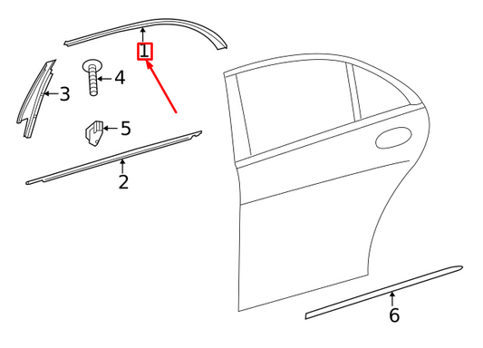 new mercedes-benz s w222 rear right door window trim strip a2226989800 original