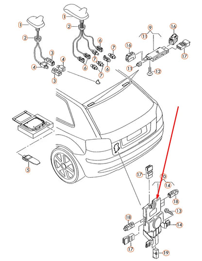 NEW AUDI A3 8P LEFT LOWER ANTENNA AMPLIFIER 8P4035225D