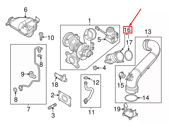 NEW AUDI A3 SPORTBACK 8V TURBO INTERCOOLER PIPE ADAPTER 04E145875F ORIGINAL