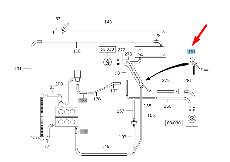 new mercedes-benz g w463 engine coolant hose a4608323494 original