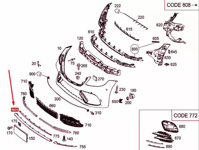 NEW MERCEDES-BENZ S W222 FRONT BUMPER ORNAMENTAL TRIM A2228857600 ORIGINAL