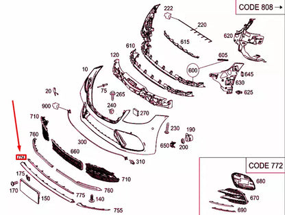 NEW MERCEDES-BENZ S W222 FRONT BUMPER ORNAMENTAL TRIM A2228857600 ORIGINAL