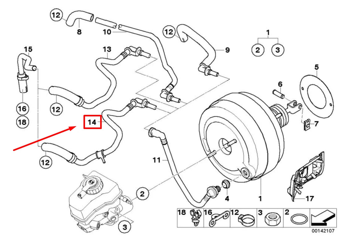 NEW BMW 3 E90 POWER BRAKE BOOSTER HOSE 34336769622 6769622 ORIGINAL