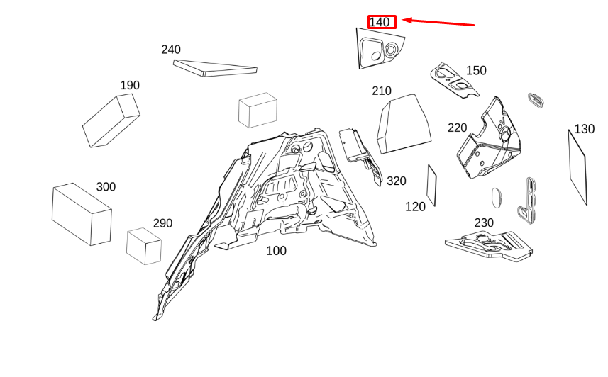 new mercedes-benz gle w167 c-pillar left inside dampening a1676825501 original