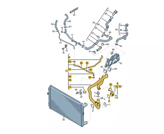 NEW AUDI A1 SPORTBACK GB RIGHT WATER COOLANT RADIATOR HOSE 2Q0121049AK