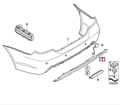 NEW BMW 5 E60 M SPORT REAR BUMPER DIFFUSER 51127897216 ORIGINAL