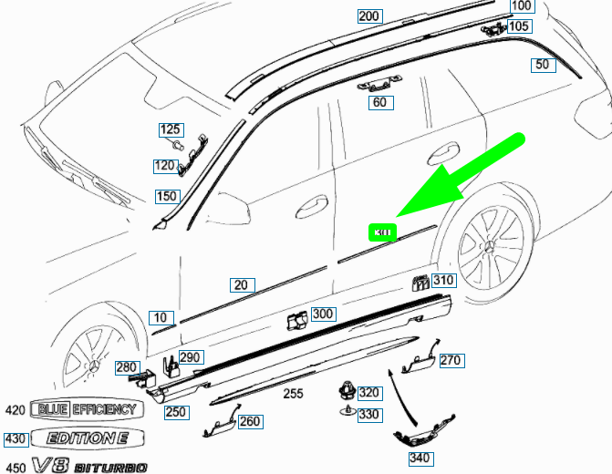 new mercedes-benz e t-model s212 rear left door molding a2126904782 original