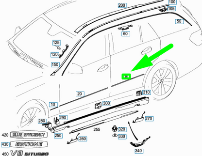 new mercedes-benz e t-model s212 rear left door molding a2126904782 original