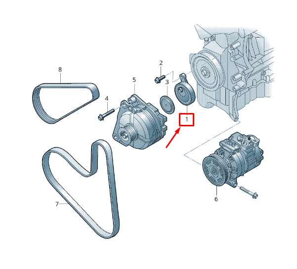 new vw up 12 belt tensioner pulley 04c145299b original