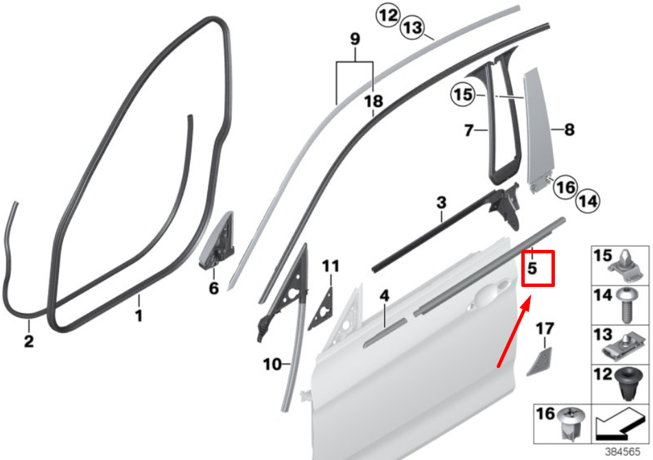 new bmw 4 f36 front left door channel cover 7310201 51357310201 original