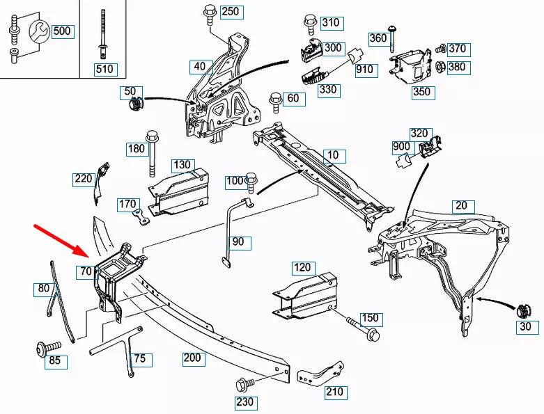 NEW MERCEDES-BENZ E-CLASS COUPE C207 FRONT CENTRAL SUPPORT A2076200228 ORIGINAL