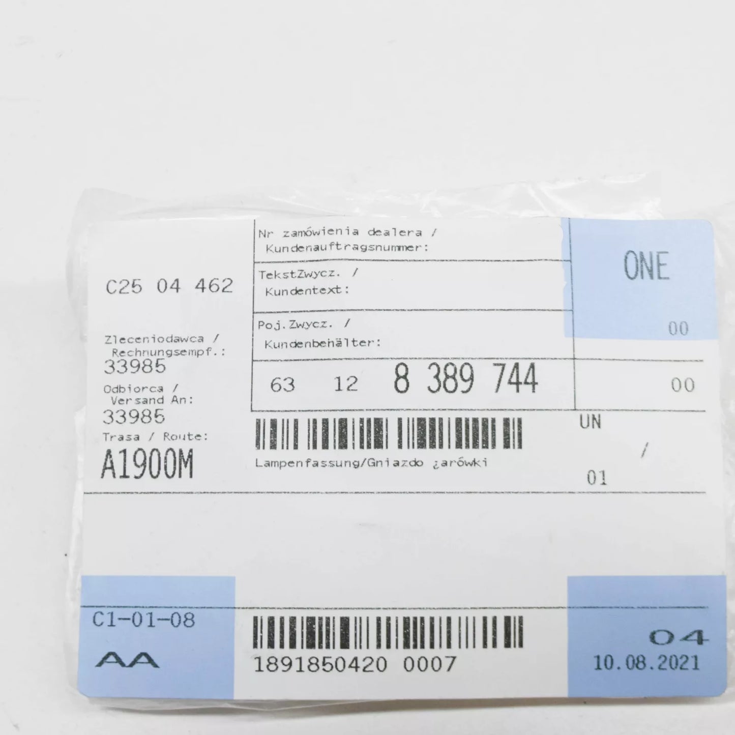 NEW BMW 5 E39 BULB SOCKET 63128389744 8389744